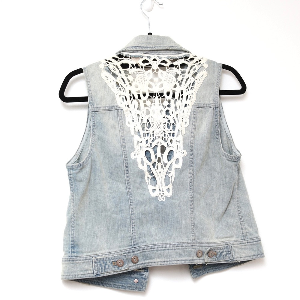 Anthropologie Pilcro & the letterpress denim & lace vest. Size US SM.